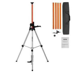 Trepied cu bula de aer cu bula de aer VEVOR, suport filetat de 1/4"-20 si 5/8"-11, reglare a inaltimii de 40,94-133,85 inci cu nivela cu bula de aer si suport robust, trepied extensibil si usor din aluminiu pentru scaner laser - Img 9