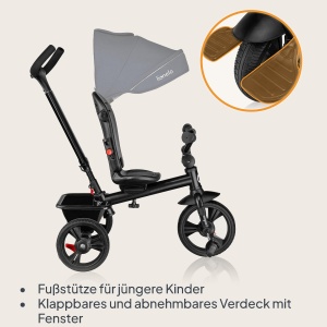 Tricicleta LIONELO Haari 2in1 cu maner ajustabil, roti din PU, pentru copii 18 luni - 25 kg - Img 5