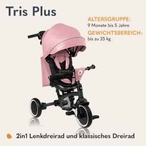 Tricicleta Lionelo Tris Plus pentru copii, ajustabila, cu roti mari, 9 luni - 5 ani - Img 2