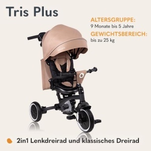Tricicleta multifunctionala LIONELO Tris Plus Balance Bike de la 9 luni la 5 ani pana la 25 kg, carucior, Roti mari din PU Scaun pivotant 360 deg Ansamblu spatar reglabil fara unelte - Img 2