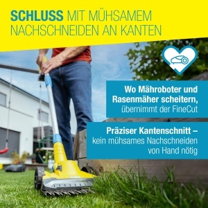 Trimmer de iarba GLORIA FineCut 18V 25 cm, Dublu sistem de cutite, Reglabil - Img 2