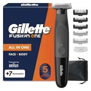 Trimmer electric Gillette Fusion One pentru barbati, 45 min autonomie, negru