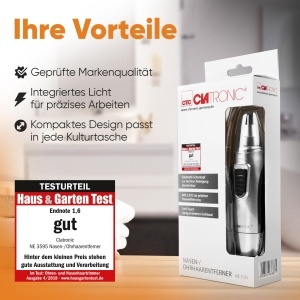 Trimmer nas si urechi Clatronic NE 3595 cu lumina inox Soft-Touch - Img 3