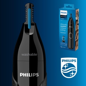 Trimmer Nas si Urechi Philips NT565016, tehnologie PrecisionTrim, complet lavabil - Img 7