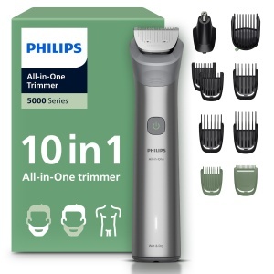 Trimmer pentru barba si par PHILIPS Multigroom Series 5000, 10 accesorii, acumulator 120 min