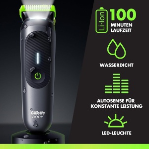 Trimmer pentru corp si zona intima GilletteLabs i7, tehnologie SkinFirst, negruverde - Img 5