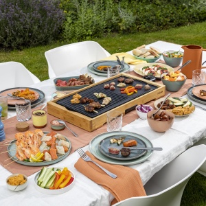 Tristar BP-2641 Gratar combinat XL din bambus cu teppanyaki-51 x 25,4 cm - Img 2