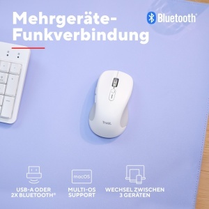 Trust Ferro Mouse Wireless Alb Bluetooth si 24GHz Scroll Rapid Timp Redus - Img 4