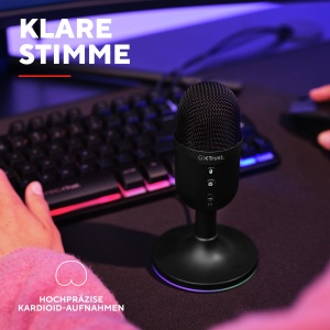 Trust Gaming GXT 236 Yami USB Streaming Microfon PC Podcast Twitch Discord ASMR YouTube, Cardioid Condensator Microfon Gaming, Mute, Iluminare RGB - Negru - Img 3