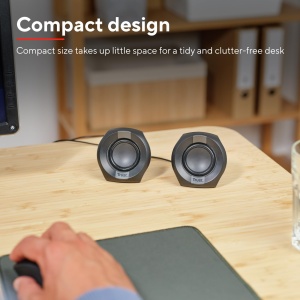 Trust Polo Small PC Speaker 2.0, 8W (4W RMS), Set de Difuzoare Compacte, Set de Difuzoare de Operare USB, Control Integrat, AUX 3.5mm, PC Boxes Computer Laptop - Negru - Img 2