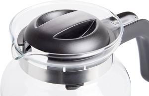 Ulcior de sticla wenco 1,25 l - Ideal pentru ceai, cafea si bauturi reci, rezistent la caldura, cu capac si deschidere pentru gura de scurgere - Poate fi spalat in masina de spalat vase si spars - Transparent/Negru - Img 4