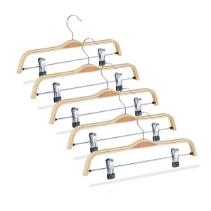 Umerase din lemn Relaxdays, set 5 bucati, clipsuri ajustabile, 360 rotire, 37cm, natural