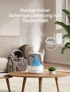 Umidificator Dreo pentru dormitor, umidificator cu ceata rece pentru casa si camera mare, umidificator silentios pentru bebelus, lumina de noapte, difuzor esential, umidificator rapid cu ultrasunete - Img 5