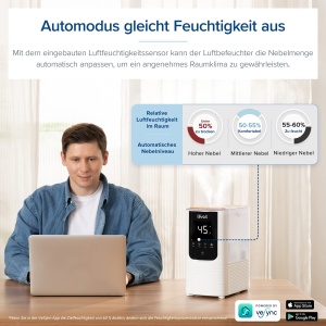 Umidificator Inteligent Levoit OasisMist, 4.5L, 550 mlh, Alb - Img 6