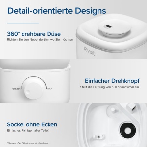 Umidificator LEVOIT 25L Silentios 23dB Oprire Automata Duza 360deg - Img 6