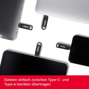 Unitate Flash SanDisk Ultra Dual Drive Go 64 GB, USB Type-C si Type-A, Negru - Img 2