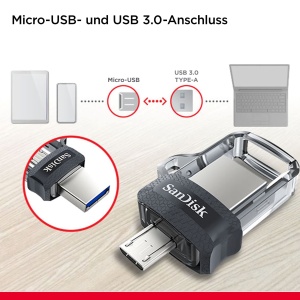 Unitate USB SanDisk Ultra Dual Drive m3.0, 128GB, USB 3.0, Micro-USB si USB Type-A - Img 6