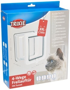 Usa pentru pisici TRIXIE 4-Wege XXL cu tunel, 24x28 cm, alba - Img 3