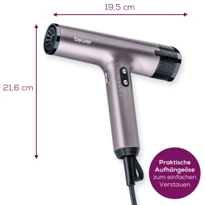 Uscator de par Beurer HC 100 Excellence, uscator de par cu motor digital puternic, se usuca cu pana la 20% mai repede, greutate redusa, deosebit de silentioasa, functie ionica pentru par stralucitor, inclusiv difuzor de volum - Img 8