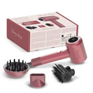 Uscator de par Demeliss Saint Algue Cherry Cherie, 4 temperaturi, 3 viteze, set complet