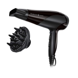 Uscator de par Remington D3198, 2200W, negru, cu difuzor si duza de styling