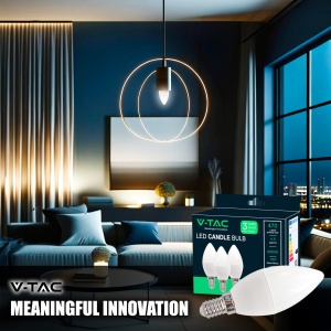 V-TAC 3x Bec LED E14 Lumanare - 4.5W (echivalent cu 40W) Lampa de lumanare - Pachet de 3 - 470Lumeni - Lampa de lumanare - Becuri LED - Bec de economisire a energiei - Lumina 4000K Alb neutru, Alb rece - Img 4