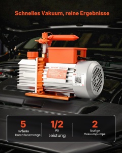 Vakuumpumpe VEVOR 375W, 142 Lmin, 0,5 HP, pentru HVAC si Kfz - Img 2