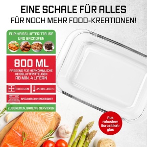 Vas de copt GOURMETmaxx din sticla, set 2 bucati, 800 ml, rezistent la temperaturi extreme - Img 2