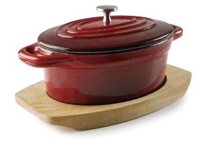 Vas de cuptor Lacor 25857, oval, emailat, cu suport din lemn