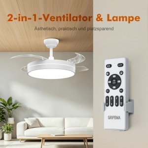 Ventilator de tavan GRIFEMA GD105 cu lumina, telecomanda si motor DC de 30W - Img 2