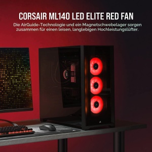Ventilator PC Corsair ML140 LED ELITE, 140mm, 1600 RPM, LED rosu - Img 2