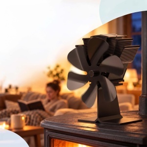 Ventilator pentru Camin Relaxdays HBT, 21.5x17x11cm, Negru, Eficient - Img 3