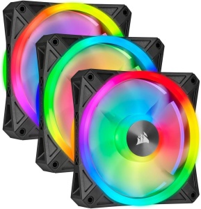 Ventilator RGB Corsair iCUE QL120, 120 mm, 102 LED-uri RGB, Negru