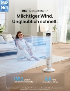 Ventilator Smart DREO, 28 dB, 4 viteze, 90 oscilatie, pentru dormitor - Img 2