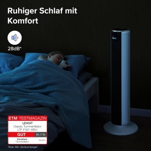 Ventilator turn Levoit cu mod avansat de repaus Ventilator silentios 12 ore Temporizator 4 moduri 5 viteze Functionare automata cu senzor Oscilatie Ve - Img 2