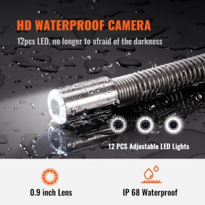 VEVOR 9 "Camera de inspectie 50m Camera de teava 720P Camera de canalizare 512Hz Camera de localizare a endoscopului 12V 4500mAh Baterie cu litiu 6 ore Camera de inspectie a tevilor IP68 pentru canalizare Sisteme de canalizare Drenuri - Img 4