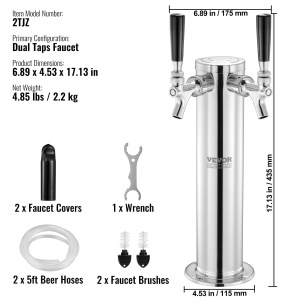 VEVOR Bierturm 2TJZ Turn pentru Bere din Otel Inoxidabil cu 2 Robinete Autoinchidere - Img 7