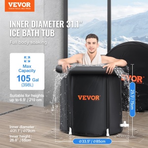 VEVOR Cada portabila pentru terapie cu apa rece 330L pliabila si rezistenta cu capac termic - Img 2