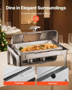 Vevor Chafing Dish Set JZY723KS12 Argintiu Capac Roll Top 90180deg Capacitate 39 L - Img 7