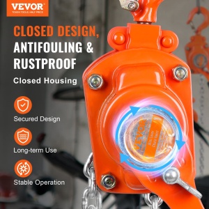 Vevor Mini Hebelzug 025T Capacitate 28m G80 Kette Haken 360deg - Img 2