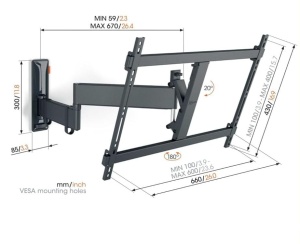 Vogel's TVM 3647 - Suport de perete pentru televizoare de 40-77 inchi, max. 35 kg, testat TUV, pivotant pana la 180deg, max. VESA 600x400, universal - Img 11