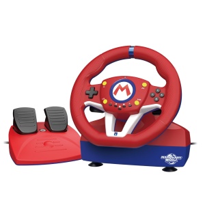 Volan de curse HORI Mario Kart Pro Mini pentru Nintendo Switch 2, cu pedale, 22cm, cablat