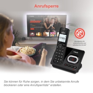 VTech CS2051 Telefon fara fir cu robot telefonic si 2 telefoane, Mod ECO+, Telefon pentru seniori Blocarea apelurilor telefonice fixe, Functie hands-free, Butoane mari, Afisaj cu 1 linie, Negru - Img 5