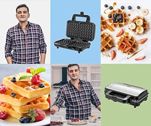 Waffle Maker MPM MGO-20M pentru 2 Wafe Belgiene, 1000W, NegruInox - Img 6