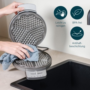 Waffle Maker Princess 132380, 1200 W, 5 Waffeln in forma de inima, Antiaderent - Img 5