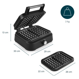 Waffle Maker Princess 132398 Deluxe, 1500W, 2 Wafe, Negru - Img 2