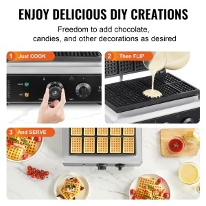 Waffle Maker VEVOR AK-WM10 1550W din inox, 10 wafe, antiaderent - Img 6