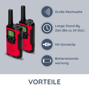Walkie Talkie Alecto FR-115 - Set 2 bucati, raza 7 km, 8 canale, rosu - Img 2
