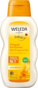 WELEDA Organic Baby Calendula Care Oil fara parfum - ulei natural vegan pentru bebelusi cu ulei de susan pentru ingrijirea si masajul bebelusilor. Ulei de corp pentru a proteja impotriva iritatiilor pielii, ranilor si pielii uscate (1x200ml)
