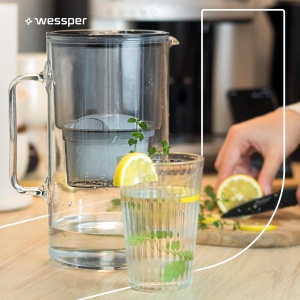 Wessper Cana Filtrare Apa 3L din Sticla Set cu 2 Cartuse de Filtrare Compatibil Brita Maxtra Negru - Img 7